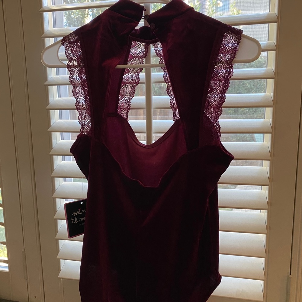 Deep Red velvet body suit
